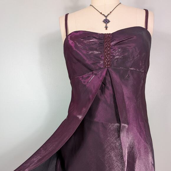 Vintage Prom Dress Maxi Gown L Purple Y2K Bow Goth Babydoll Regency Princess - Picture 3 of 13